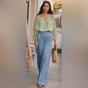 High-Rise Light Blue Wide Leg Jeans - Women's Denim
